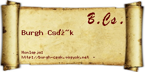 Burgh Csák névjegykártya